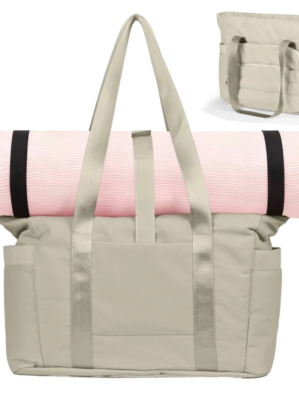 Beige Puffy Gym Yoga Tote Bag